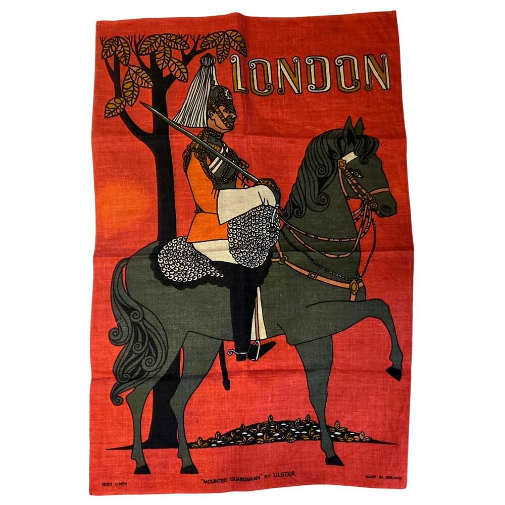 Vintage Ulster Irish Linen London UK 'Mounted Guard' Decorative Towel Horse